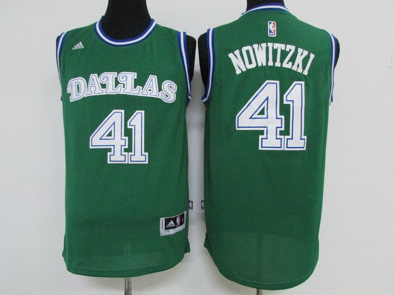 Men Dallas Mavericks #41 Nowitzki Green Adidas NBA Jerseys